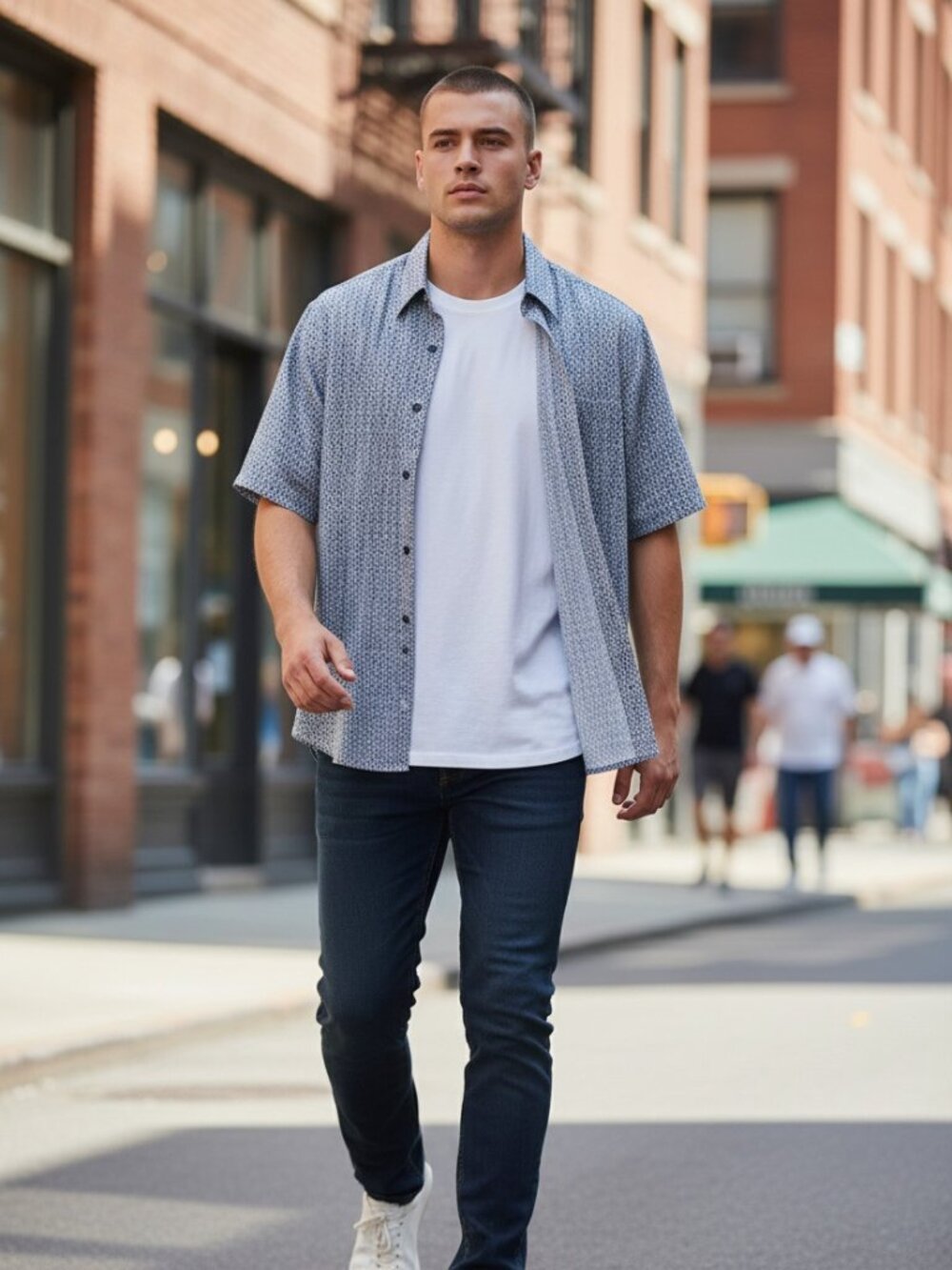 Vintage Arrow Shirt Men's Size 1 White Blue Arrow Knits 70s Button Up Soft